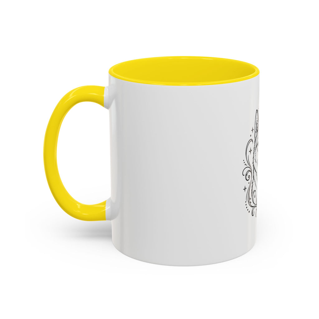 Mystical Shikoku Line Art Accent Coffee Mug – Mystical Dog Portrait 11/15oz