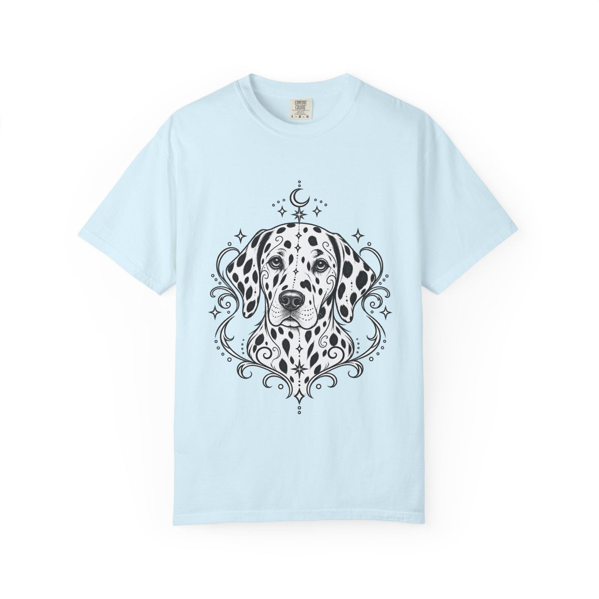 Mystical Dalmatian Line Art T-Shirt — Minimal Dog Portrait Tee