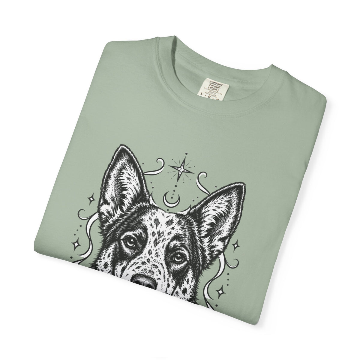 Mystical Australian Cattle Dog Line Art T-Shirt — Minimal Dog Portrait Tee