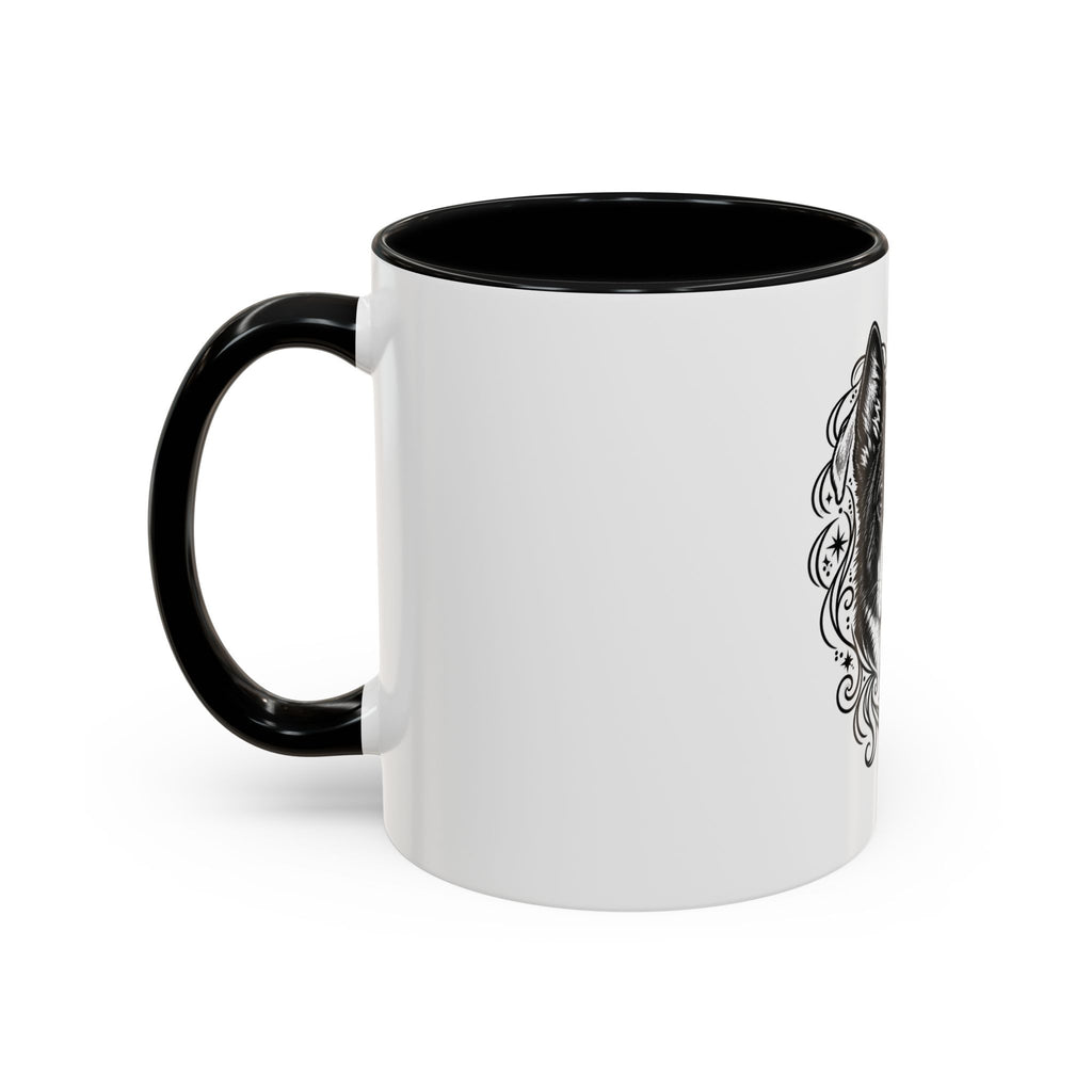 Mystical Karelian Bear Dog Line Art Accent Coffee Mug – Mystical Dog Portrait 11/15oz