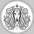 Mystical Saluki Round Car Magnet — Boho Dog Face Sticker
