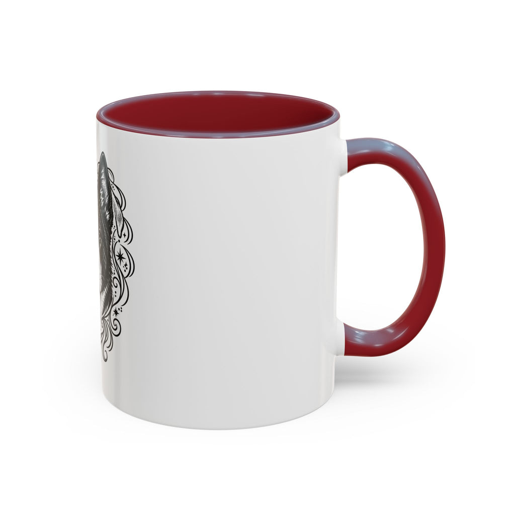 Mystical Karelian Bear Dog Line Art Accent Coffee Mug – Mystical Dog Portrait 11/15oz