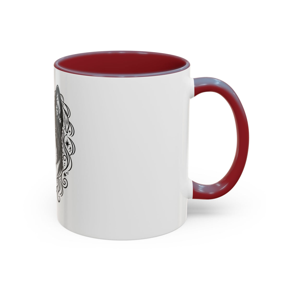 Mystical Karelian Bear Dog Line Art Accent Coffee Mug – Mystical Dog Portrait 11/15oz