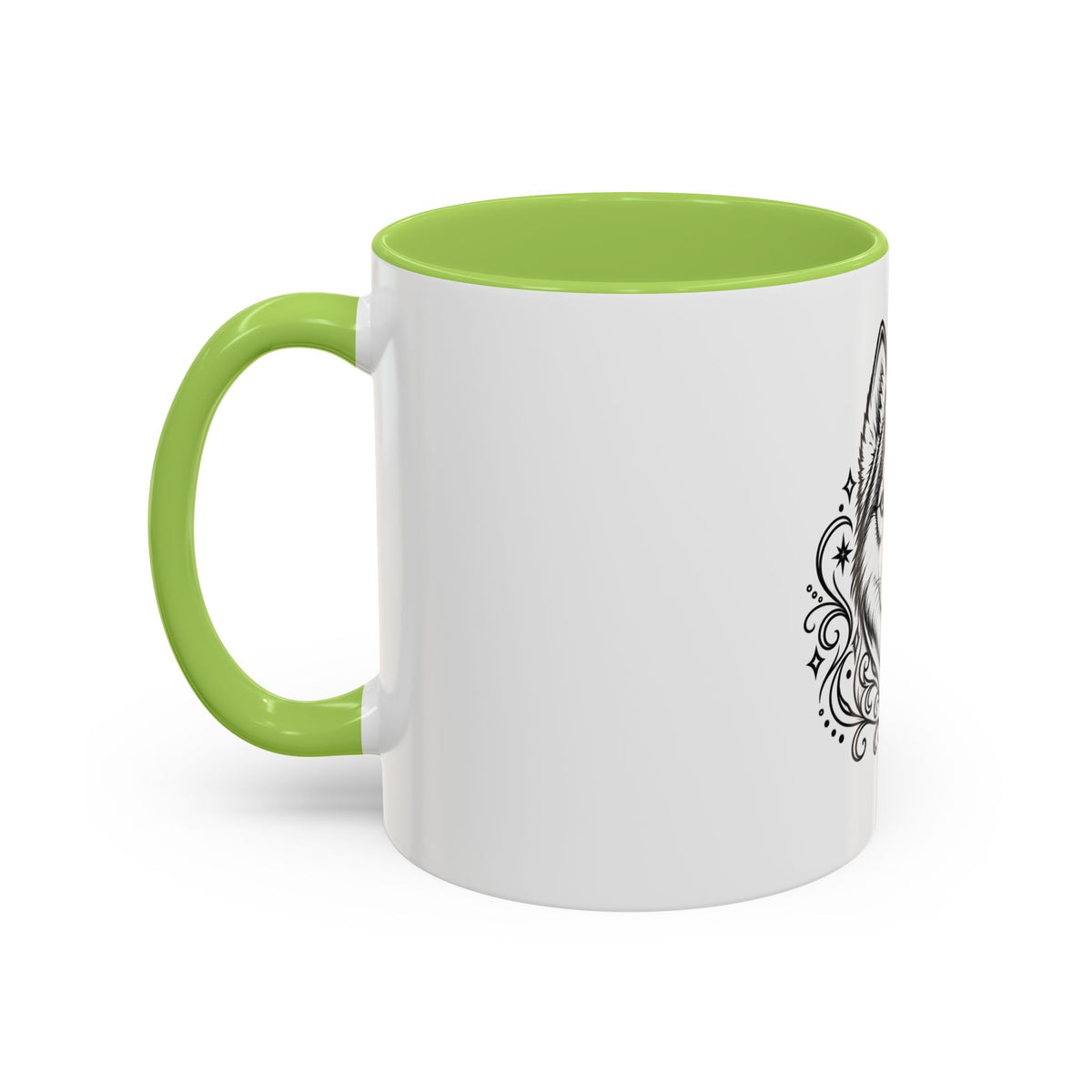 Mystical Siberian Husky Line Art Accent Coffee Mug – Mystical Dog Portrait 11/15oz
