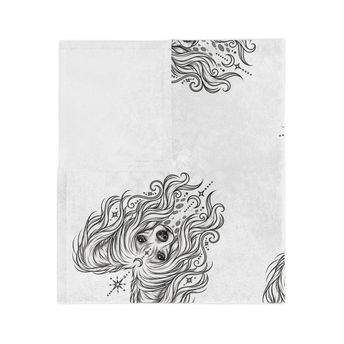 Mystical Chinese Crested Minimalist Velveteen Microfiber Blanket — Soft Neutral Pet Portrait Throw