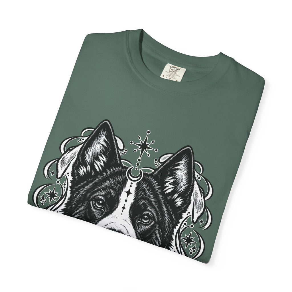 Mystical Karelian Bear Dog Line Art T-Shirt — Minimal Dog Portrait Tee