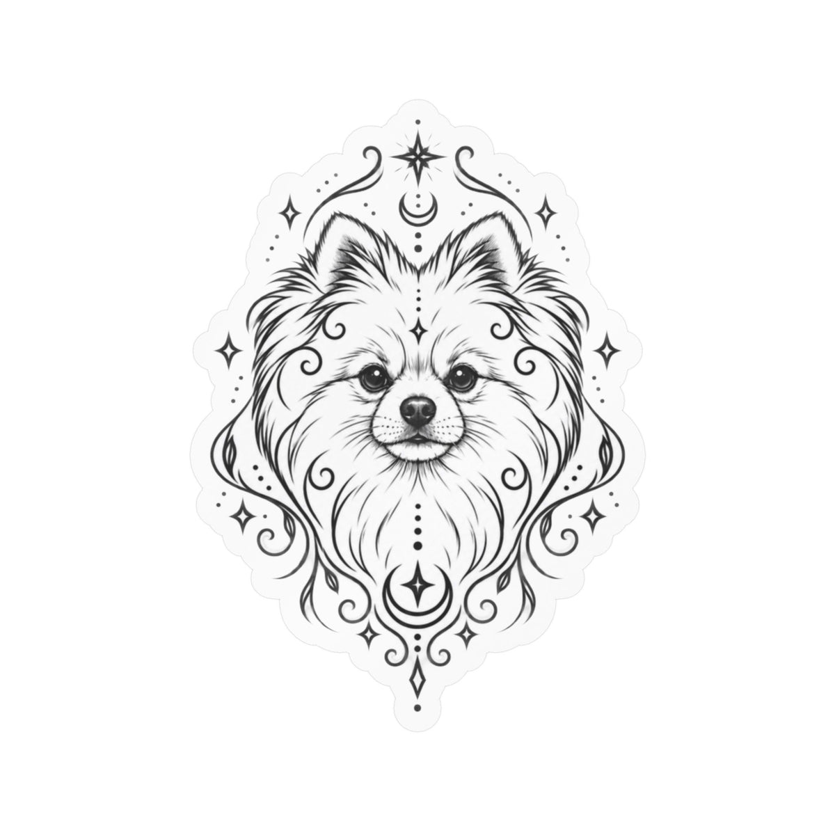 Mystical Pomeranian Mandala Sticker — Kiss-Cut Vinyl Decal