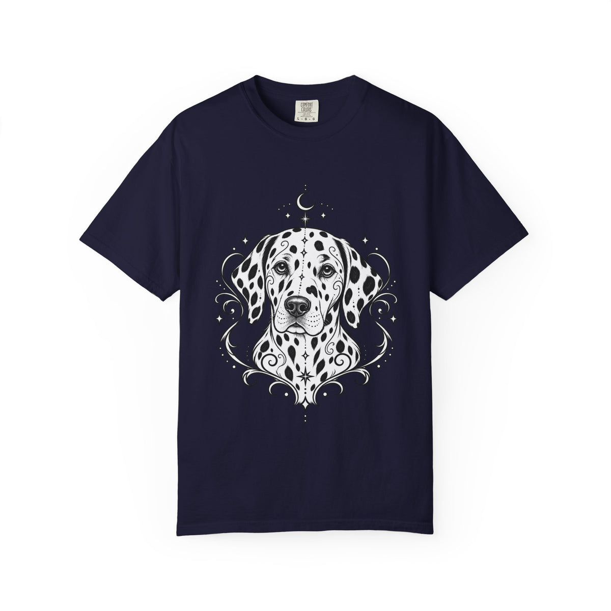 Mystical Dalmatian Line Art T-Shirt — Minimal Dog Portrait Tee