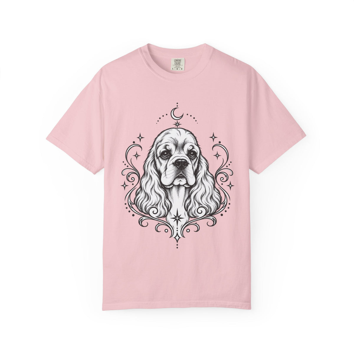 Mystical American Cocker Spaniel Line Art T-Shirt — Minimal Dog Portrait Tee