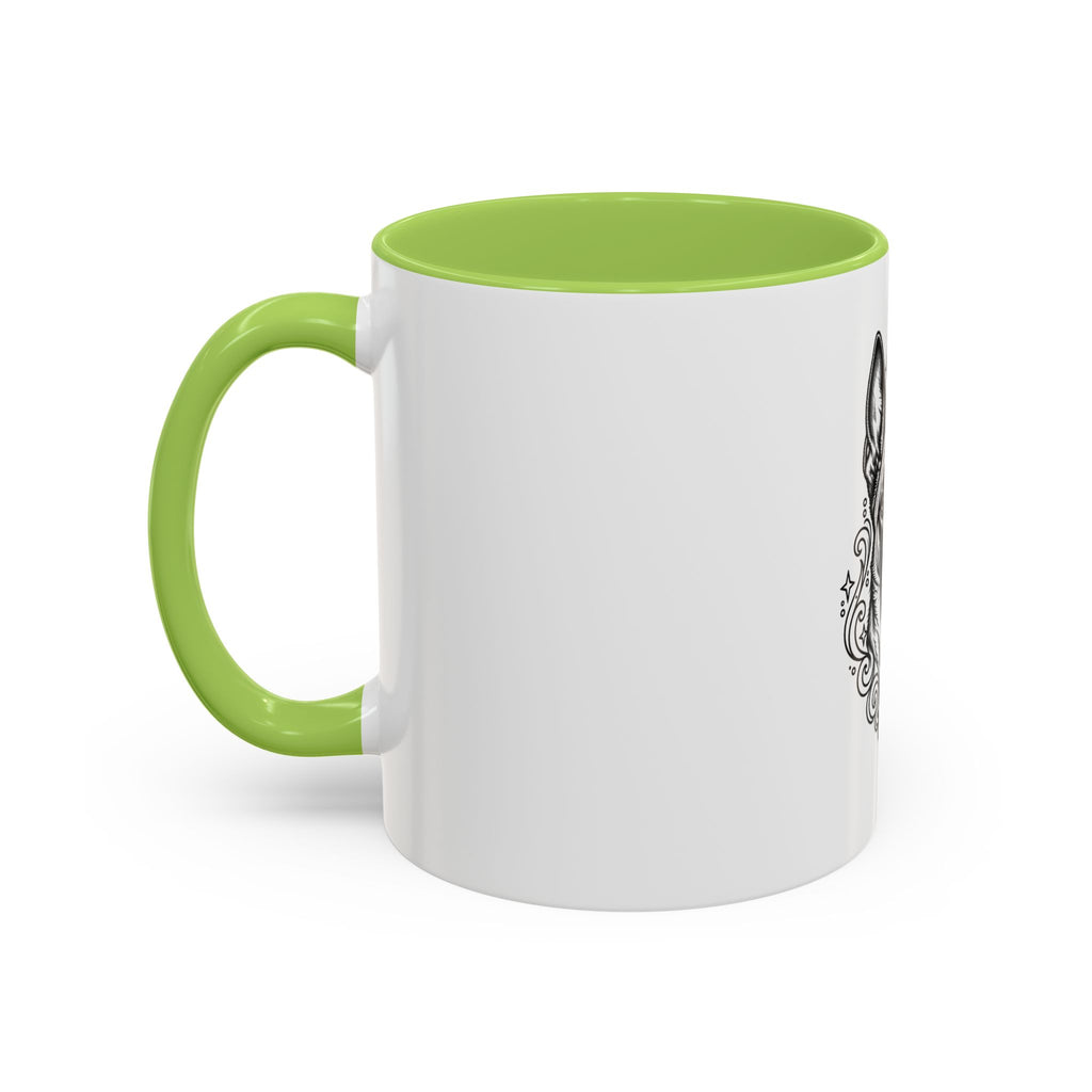 Mystical Belgian Malinois Line Art Accent Coffee Mug – Mystical Dog Portrait 11/15oz