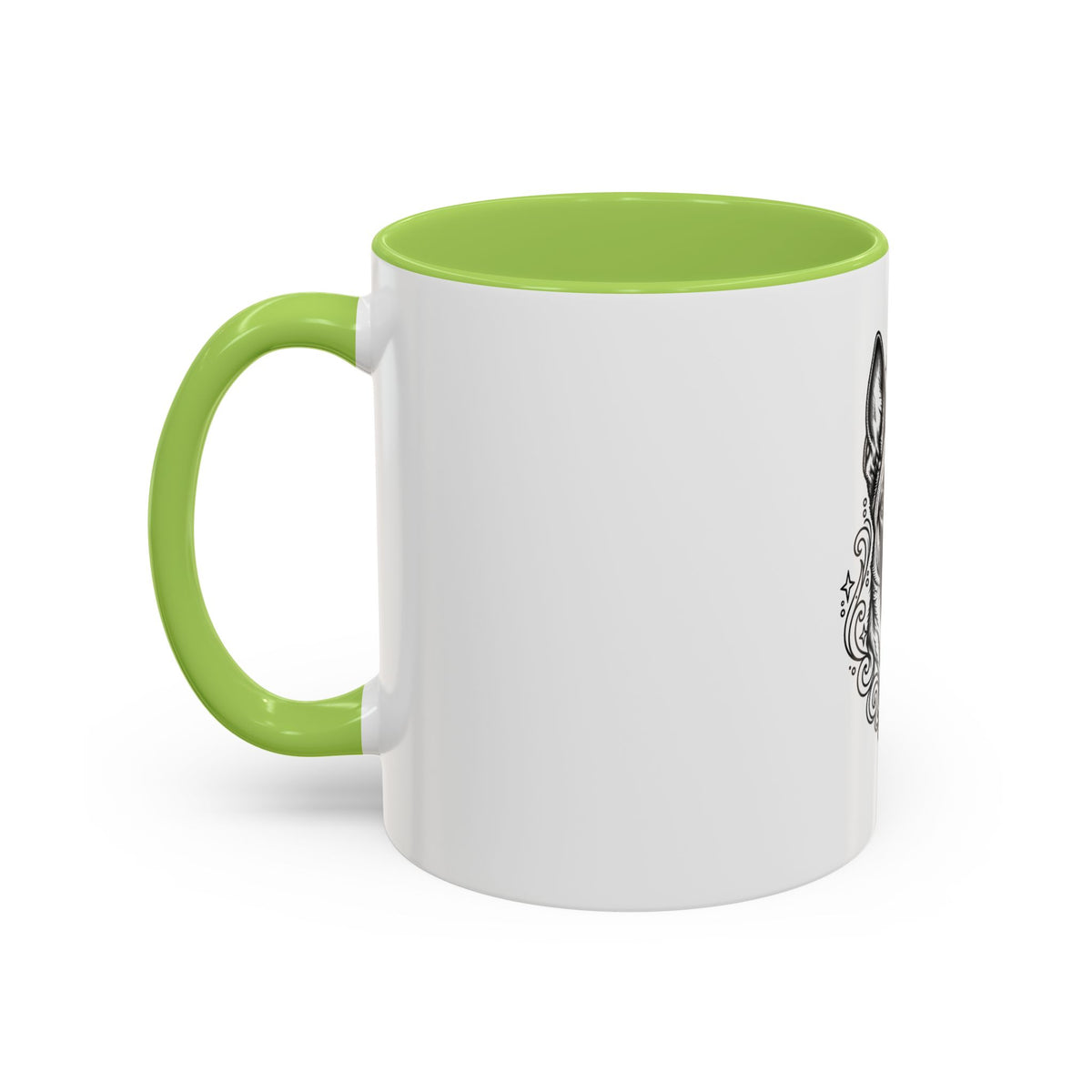 Mystical Belgian Malinois Line Art Accent Coffee Mug – Mystical Dog Portrait 11/15oz