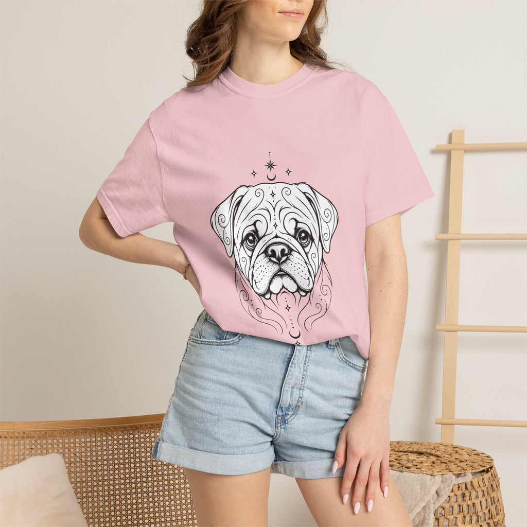 Mystical Pug Line Art T-Shirt — Minimal Dog Portrait Tee