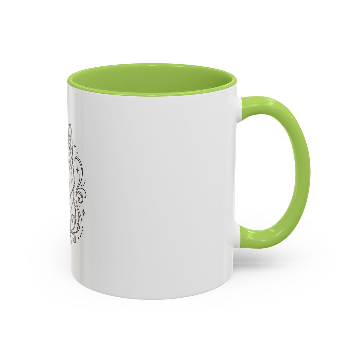 Mystical Shikoku Line Art Accent Coffee Mug – Mystical Dog Portrait 11/15oz
