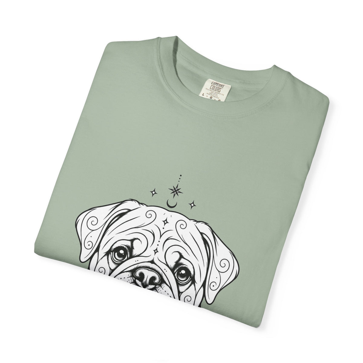 Mystical Pug Line Art T-Shirt — Minimal Dog Portrait Tee