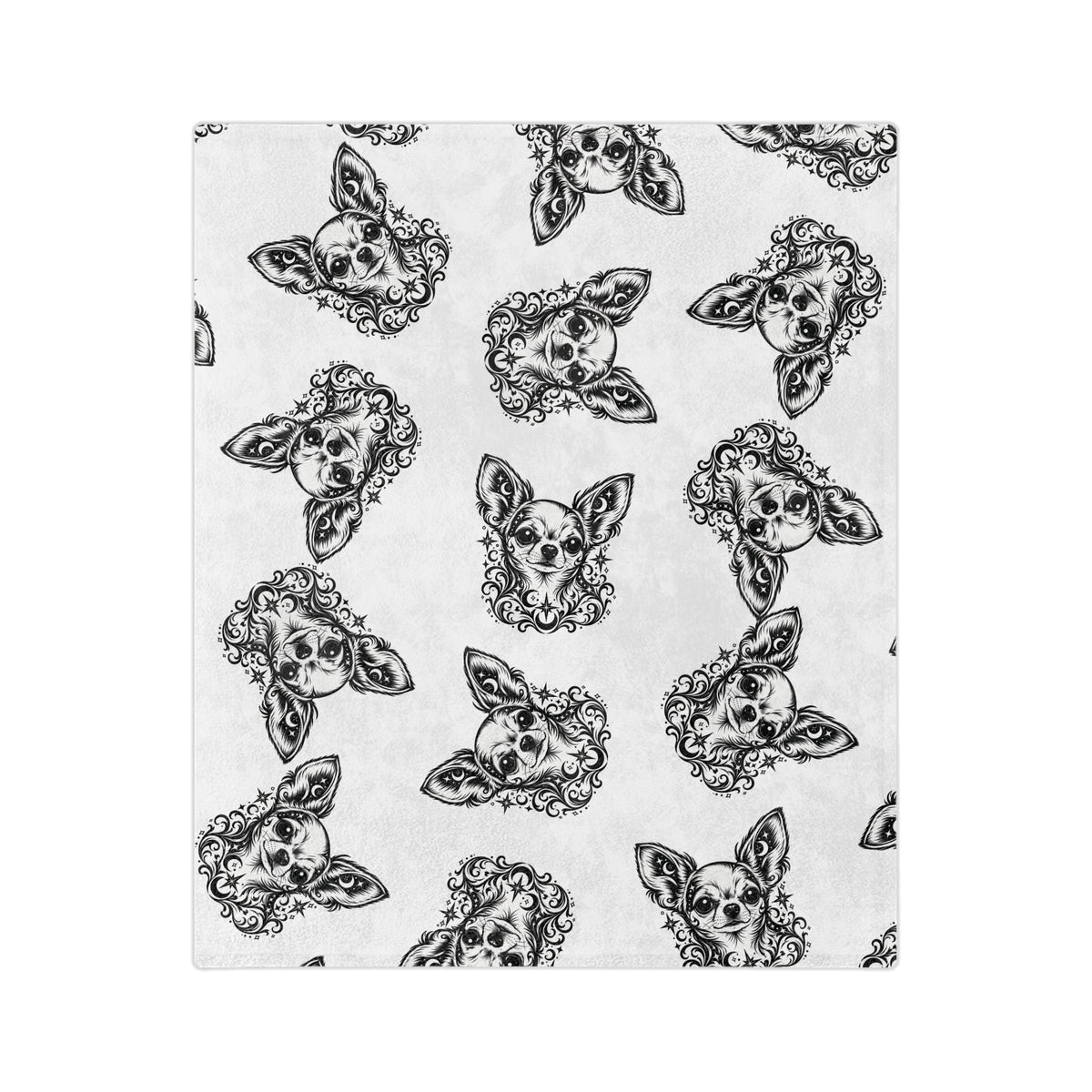 Mystical  Chihuahua Minimalist Velveteen Microfiber Blanket — Soft Neutral Pet Portrait Throw