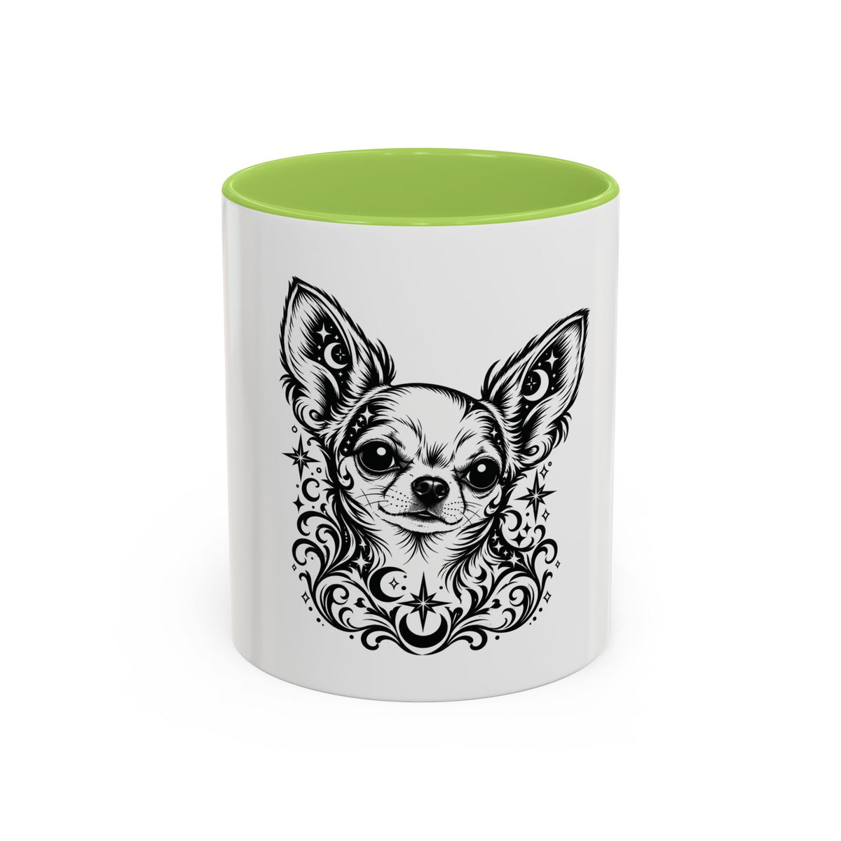Mystical  Chihuahua SH Line Art Accent Coffee Mug – Mystical Dog Portrait 11/15oz
