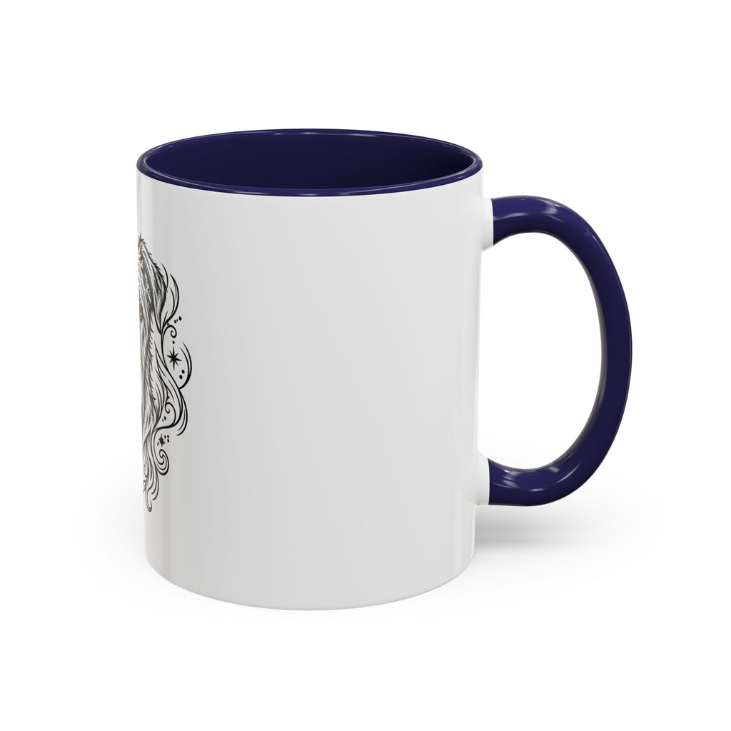 Mystical Irish Wolfhound Line Art Accent Coffee Mug – Mystical Dog Portrait 11/15oz