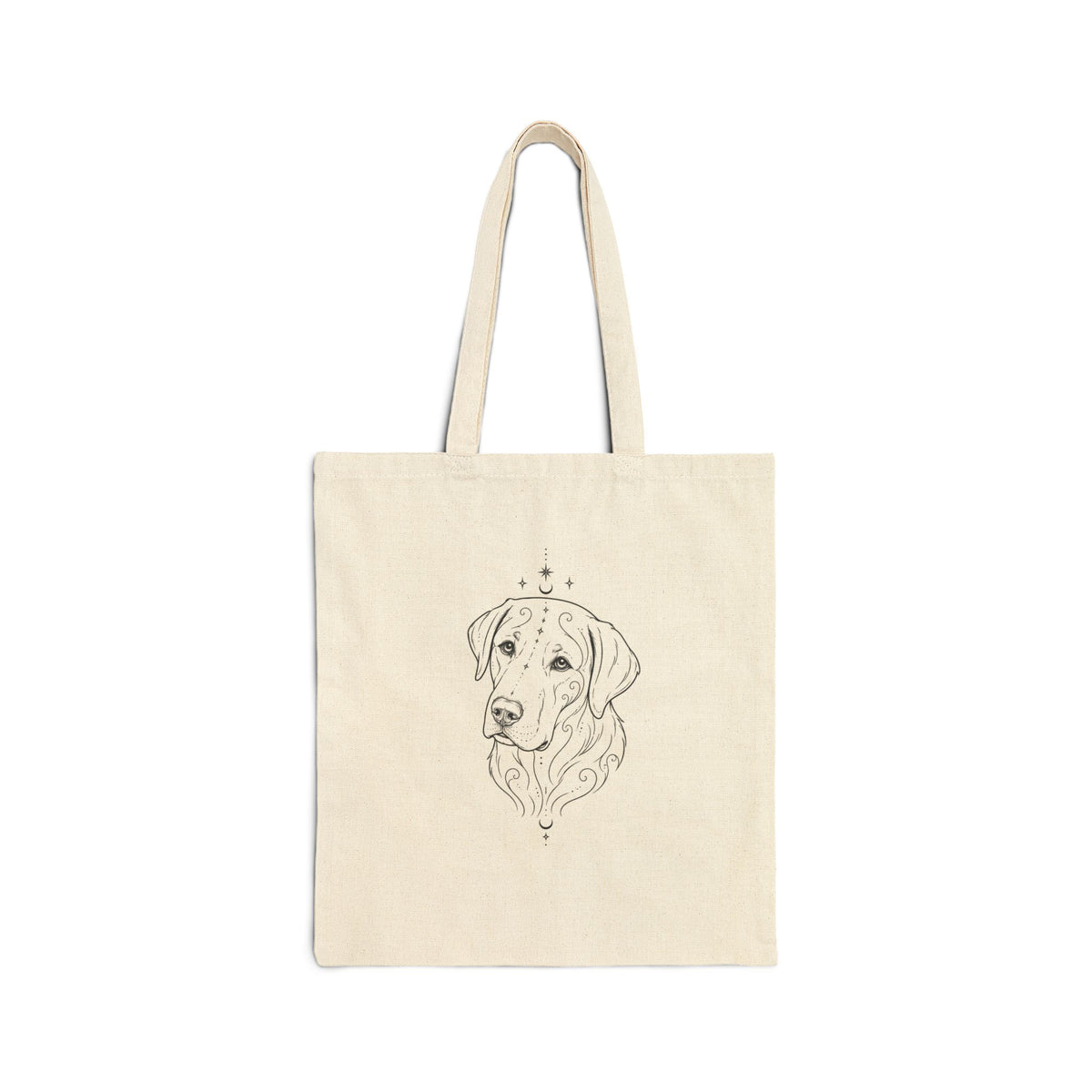 Mystical Labrador Retriever Canvas Tote Bag — Minimal Dog Line Art Grocery Shopper