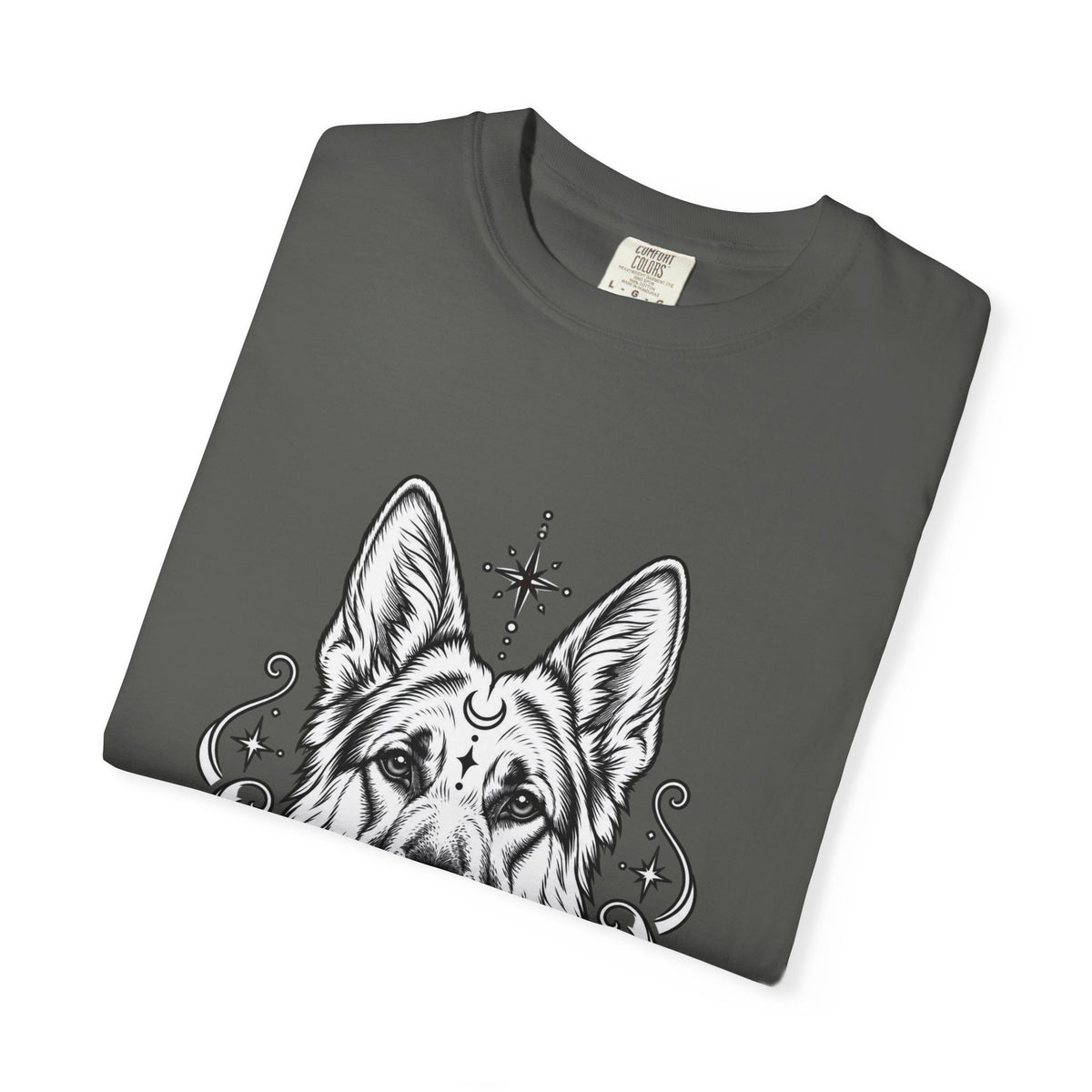 Mystical German Shepherd Line Art T-Shirt — Minimal Dog Portrait Tee