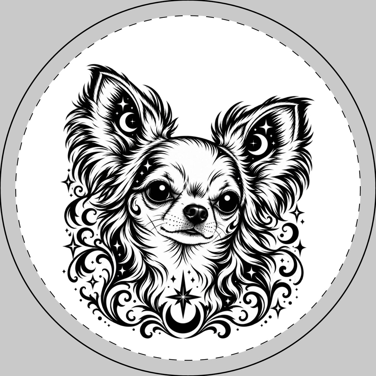 Copy of Mystical Chihuahua LH Round Car Magnet — Boho Dog Face Sticker