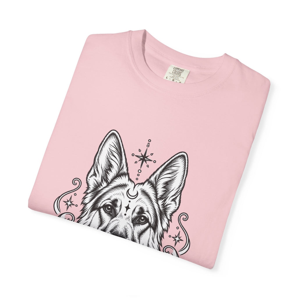 Mystical German Shepherd Line Art T-Shirt — Minimal Dog Portrait Tee