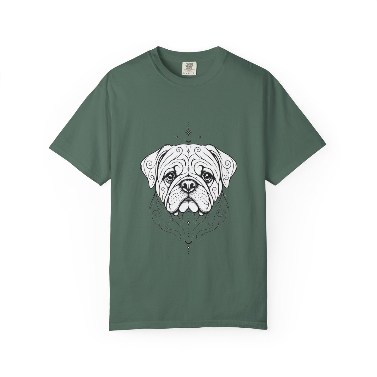 Mystical Pug Line Art T-Shirt — Minimal Dog Portrait Tee