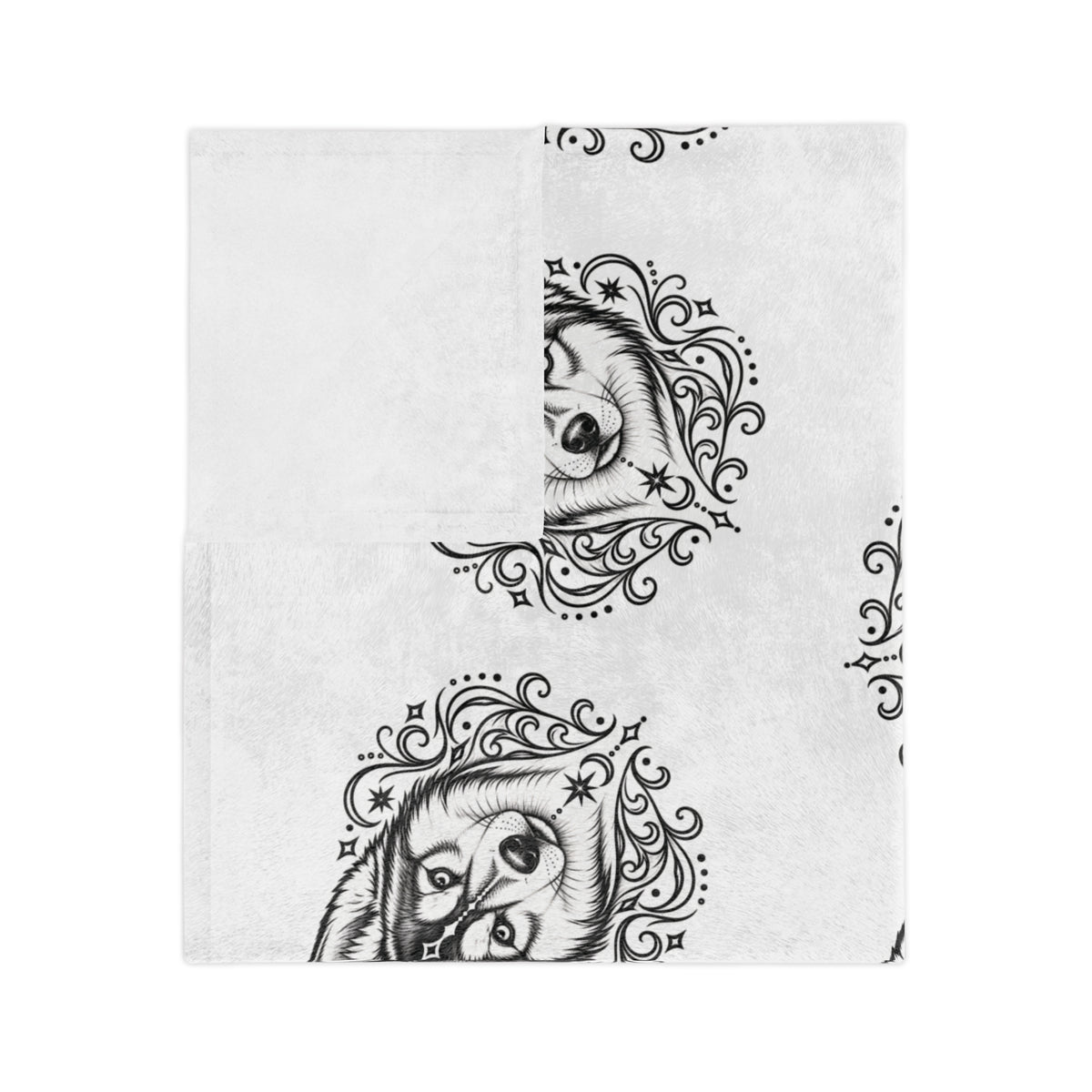 Mystical Siberian Husky Minimalist Velveteen Microfiber Blanket — Soft Neutral Pet Portrait Throw