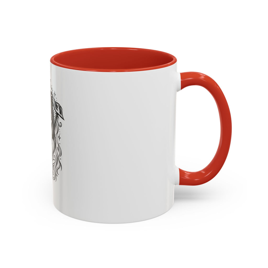 Mystical Border Collie LH Line Art Accent Coffee Mug – Mystical Dog Portrait 11/15oz