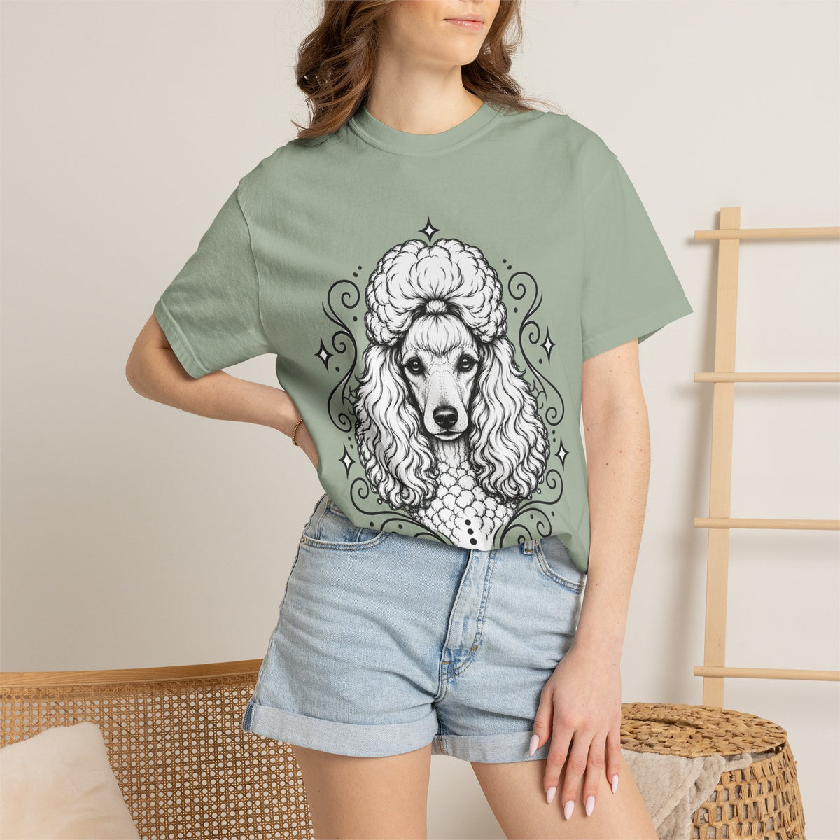 Mystical Miniature Poodle Line Art T-Shirt — Minimal Dog Portrait Tee
