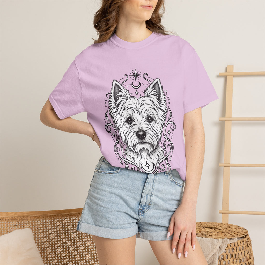 Mystical West Highland Terrier Line Art T-Shirt — Minimal Dog Portrait Tee