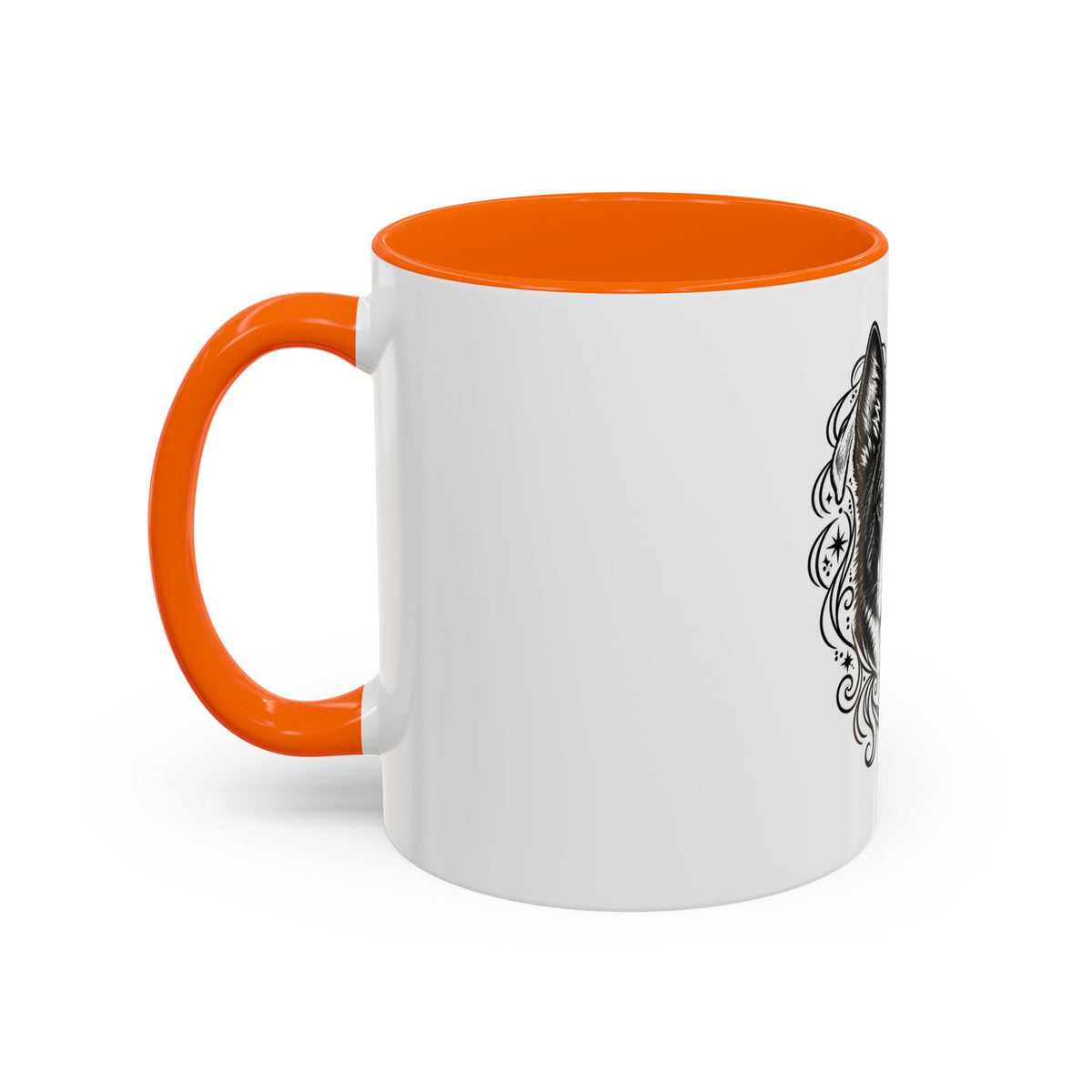 Mystical Karelian Bear Dog Line Art Accent Coffee Mug – Mystical Dog Portrait 11/15oz