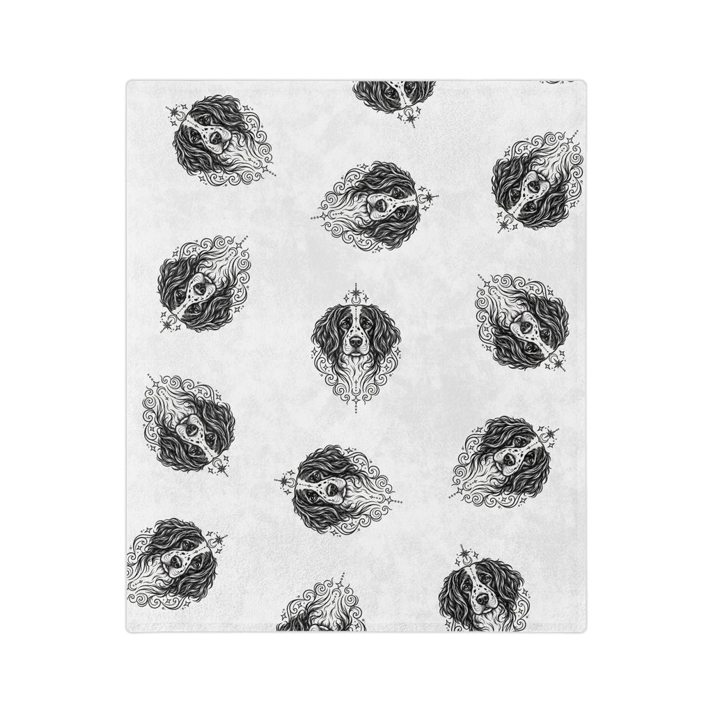 Mystical Stabyhoun Minimalist Velveteen Microfiber Blanket — Soft Neutral Pet Portrait Throw