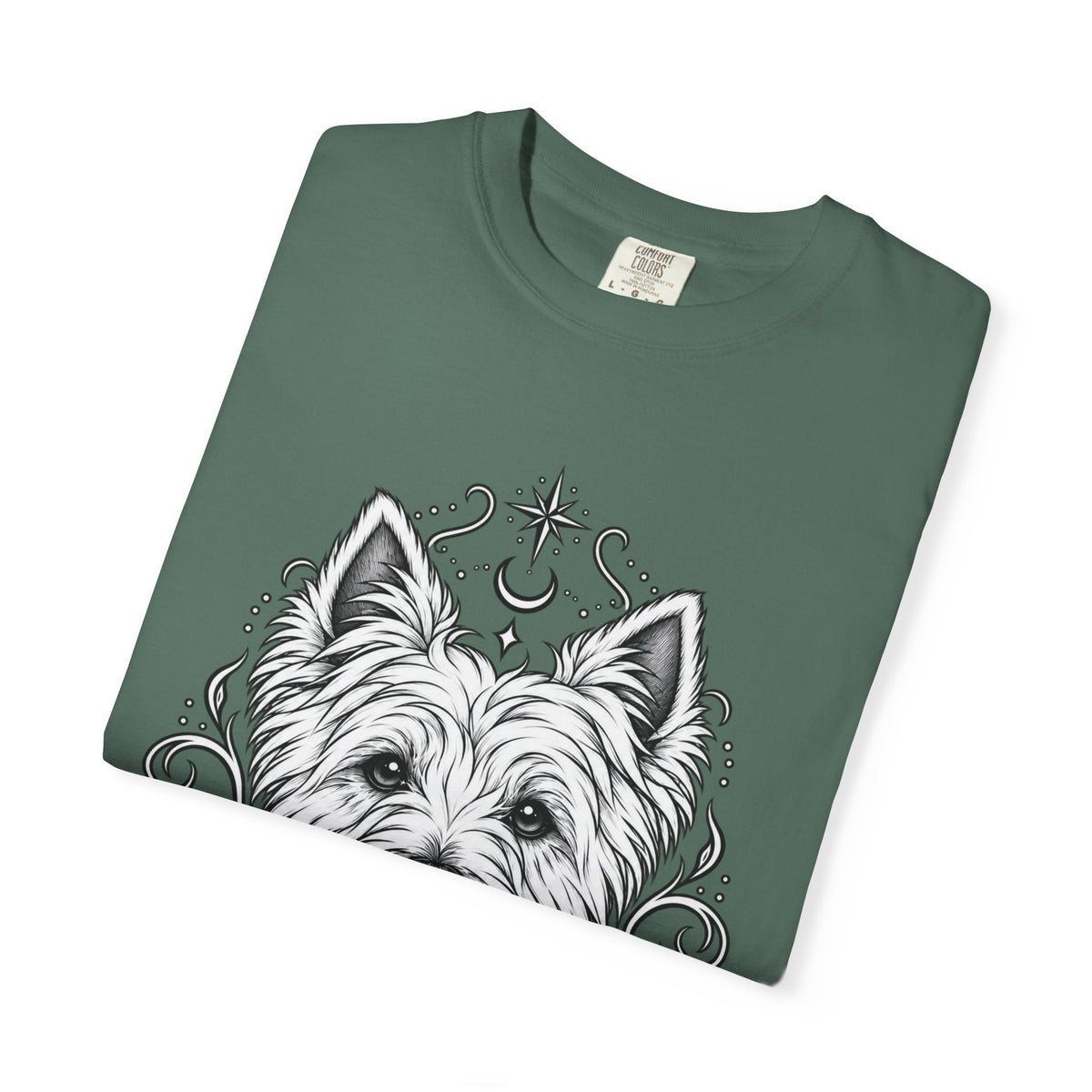Mystical West Highland Terrier Line Art T-Shirt — Minimal Dog Portrait Tee