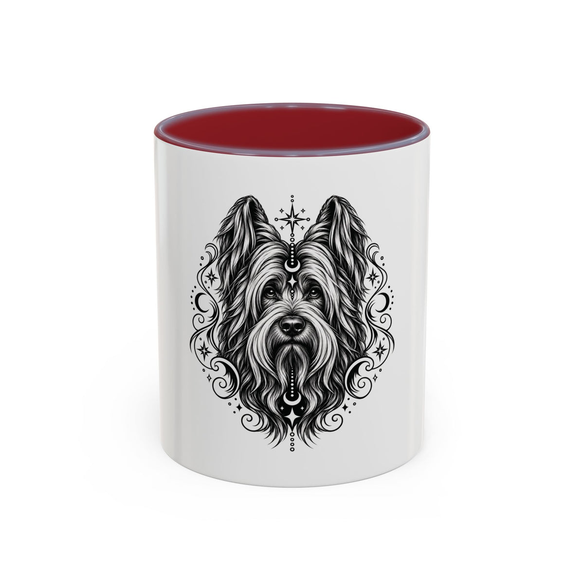 Mystical Briard CE Line Art Accent Coffee Mug – Mystical Dog Portrait 11/15oz