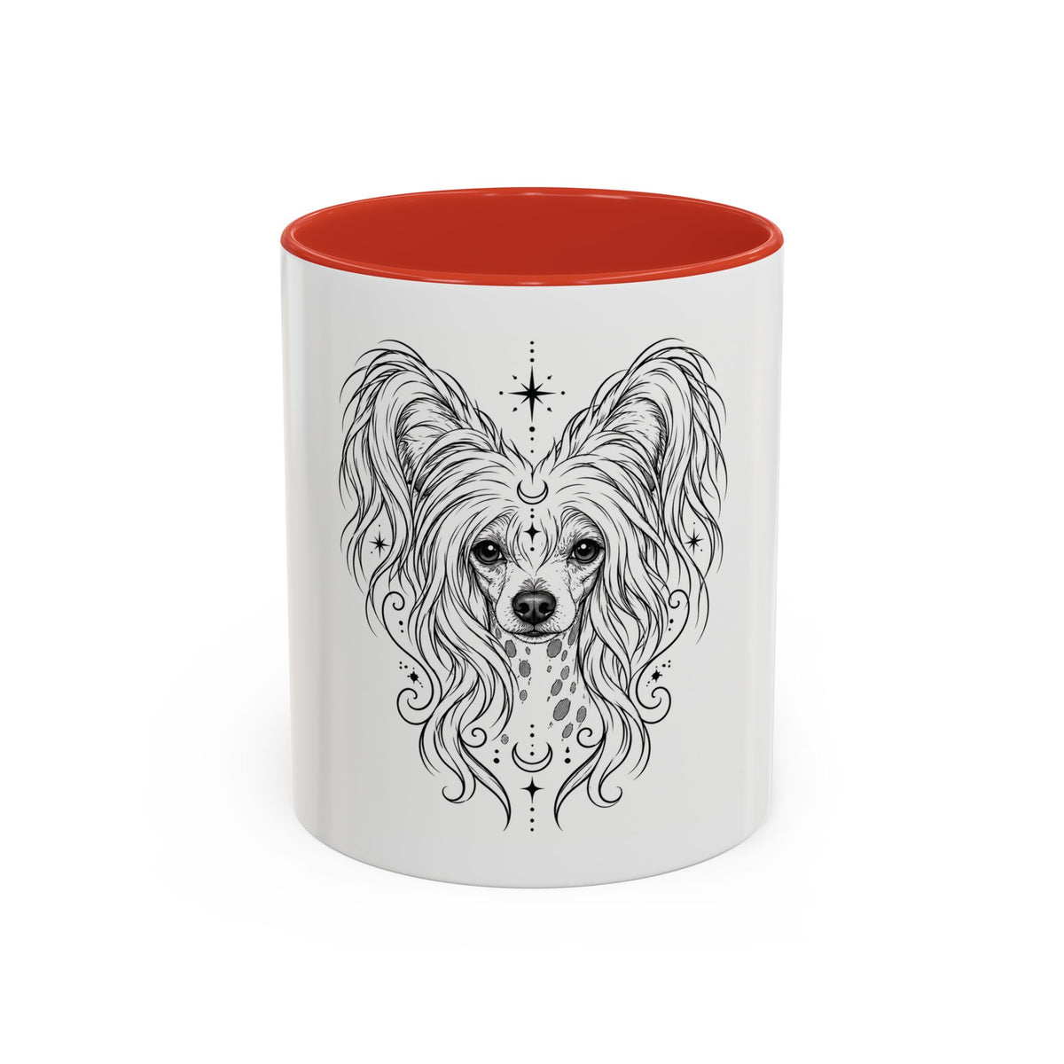 Mystical Chinese Crested Line Art Accent Coffee Mug – Mystical Dog Portrait 11/15oz
