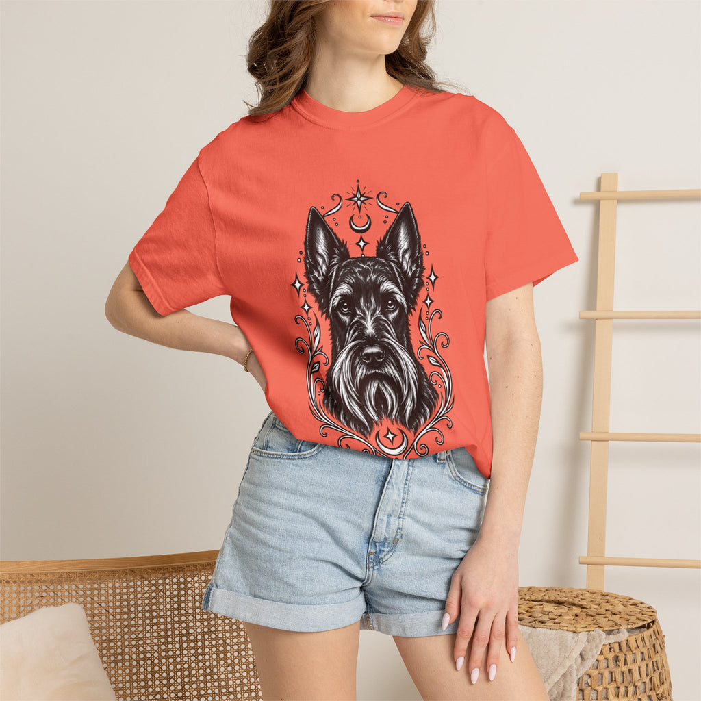 Mystical Scottish Terrier Line Art T-Shirt — Minimal Dog Portrait Tee