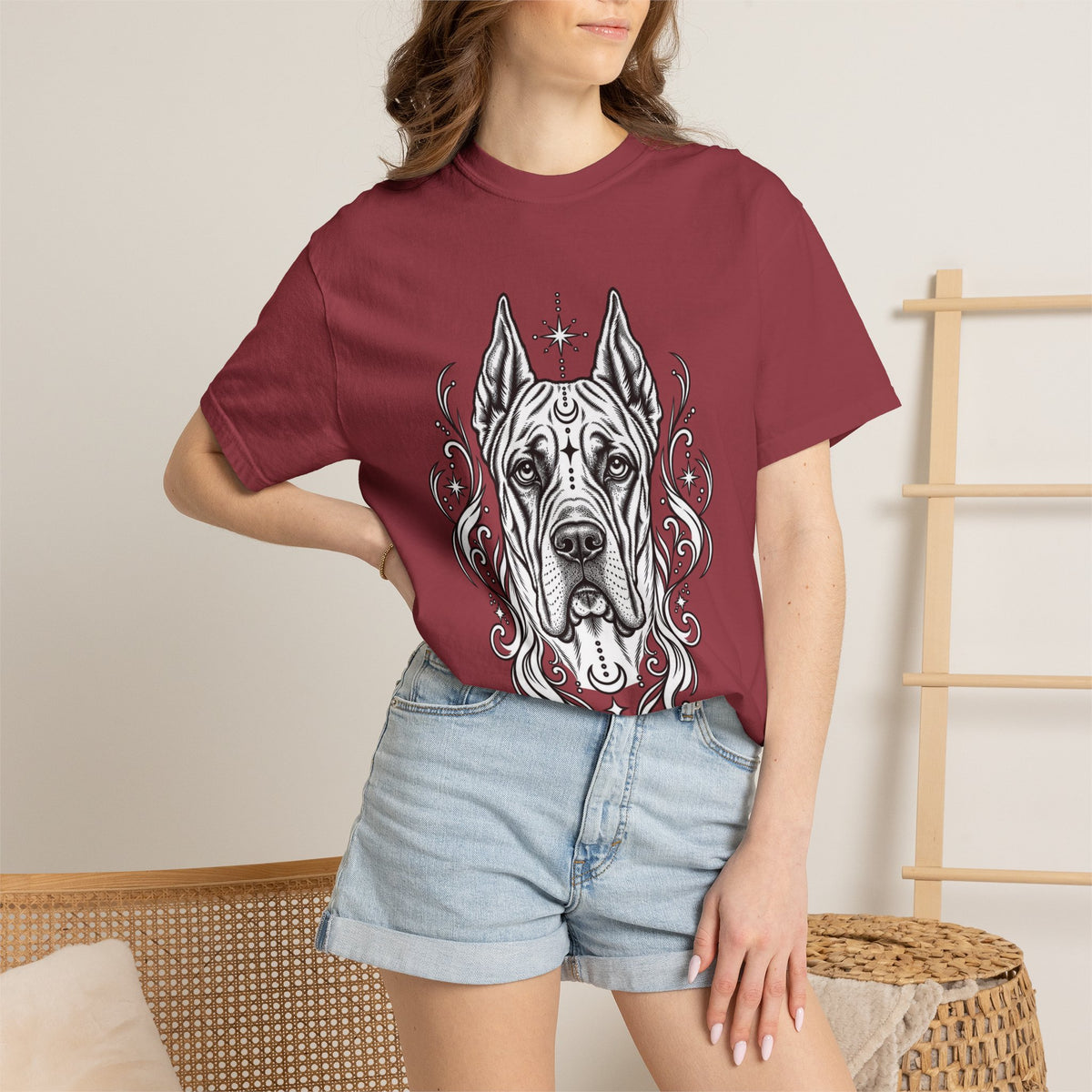 Mystical Great Dane CE Line Art T-Shirt — Minimal Dog Portrait Tee