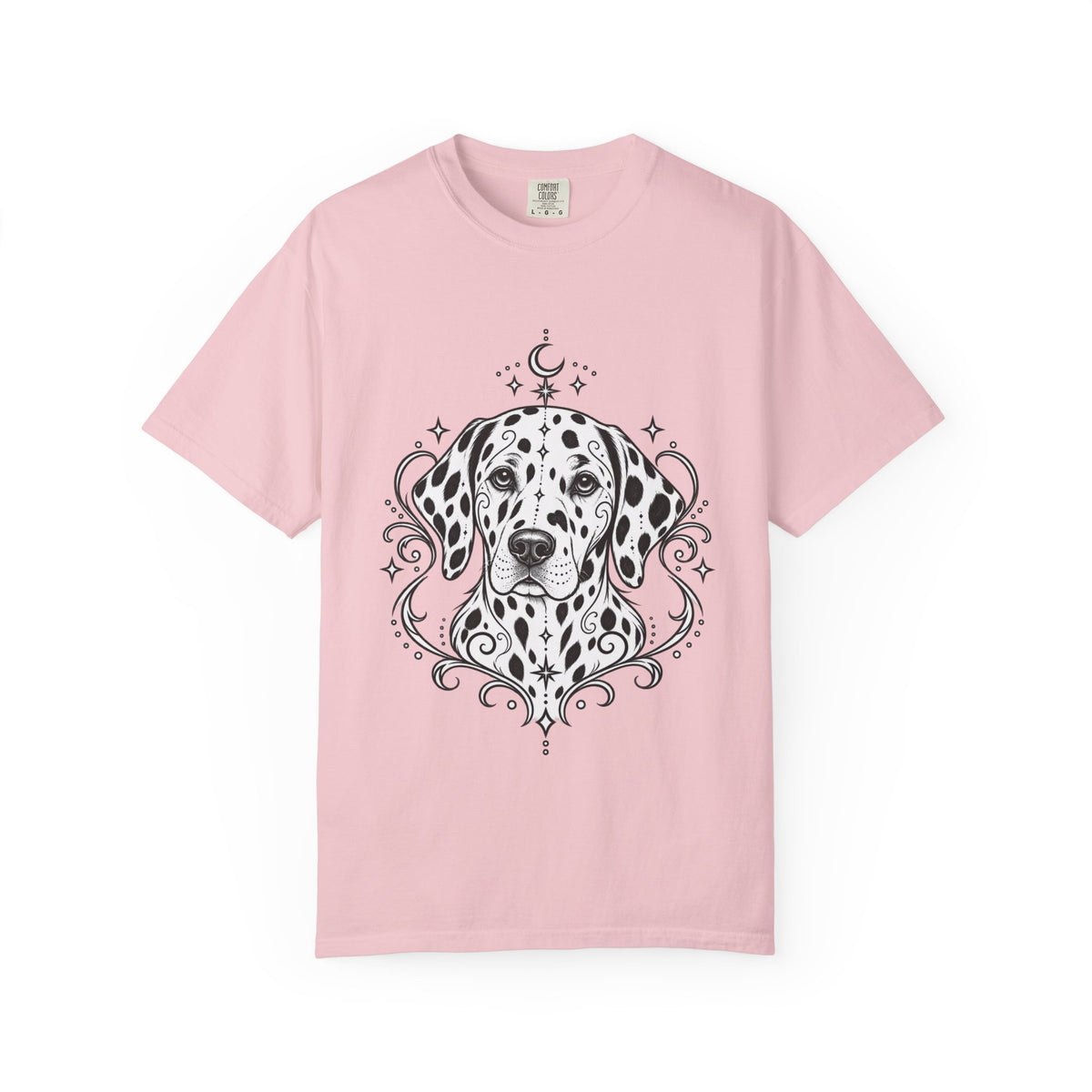 Mystical Dalmatian Line Art T-Shirt — Minimal Dog Portrait Tee