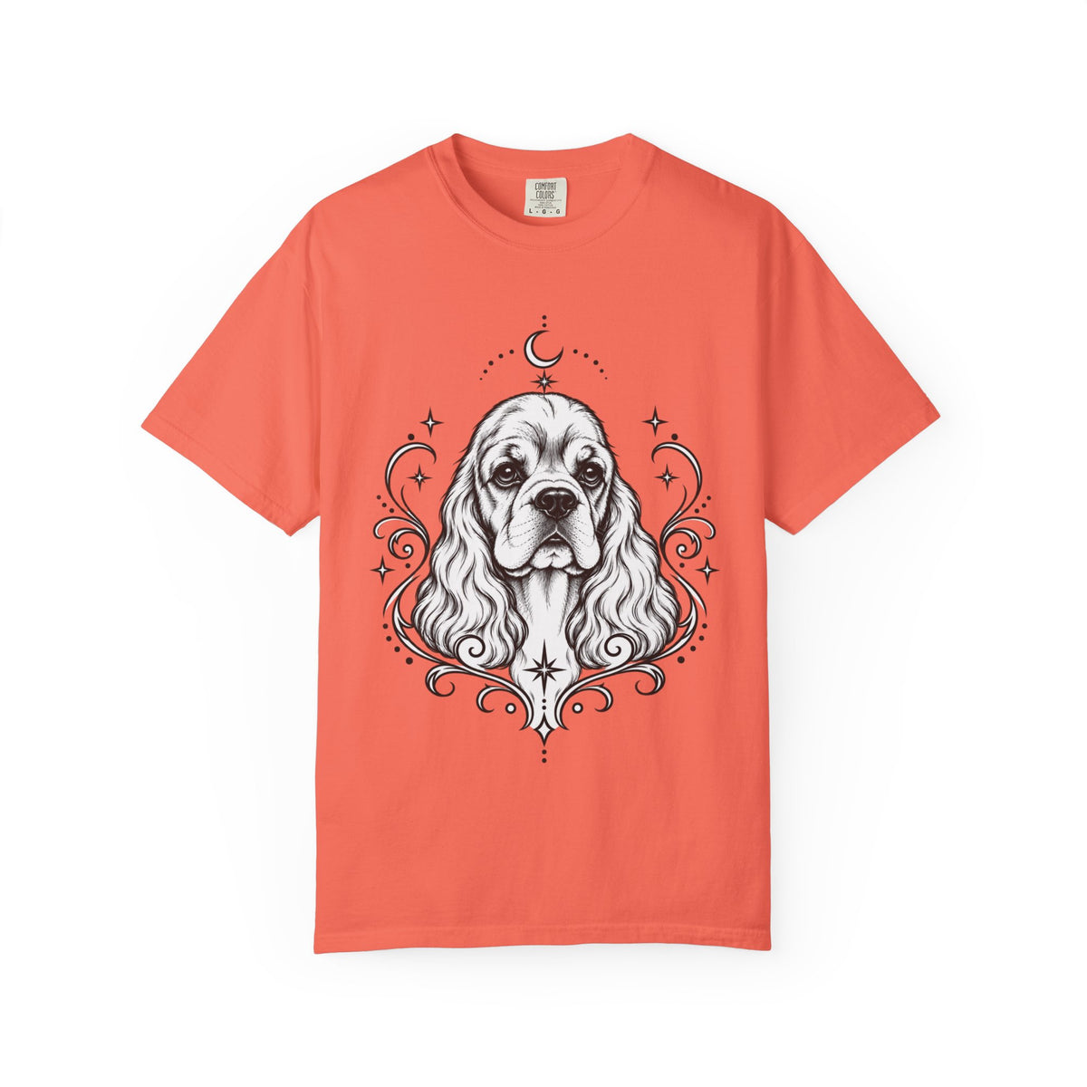 Mystical American Cocker Spaniel Line Art T-Shirt — Minimal Dog Portrait Tee