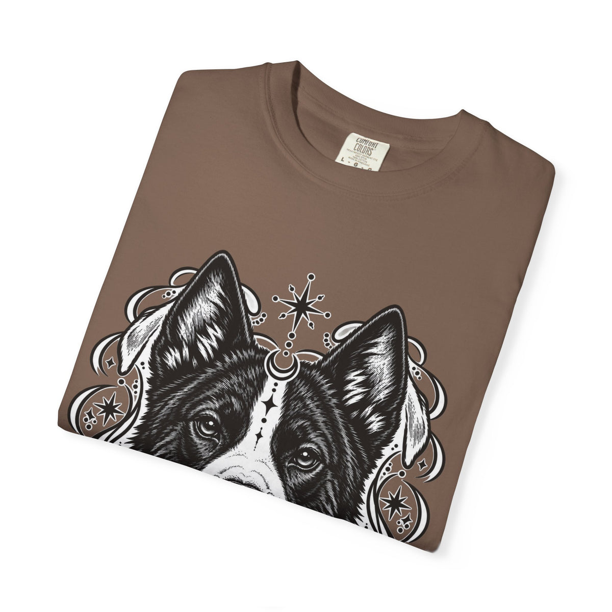 Mystical Karelian Bear Dog Line Art T-Shirt — Minimal Dog Portrait Tee