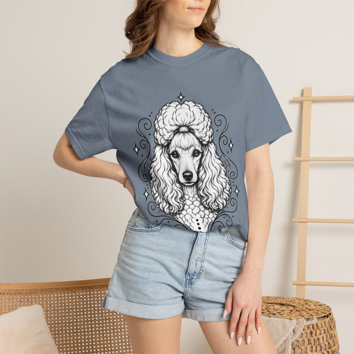 Mystical Miniature Poodle Line Art T-Shirt — Minimal Dog Portrait Tee