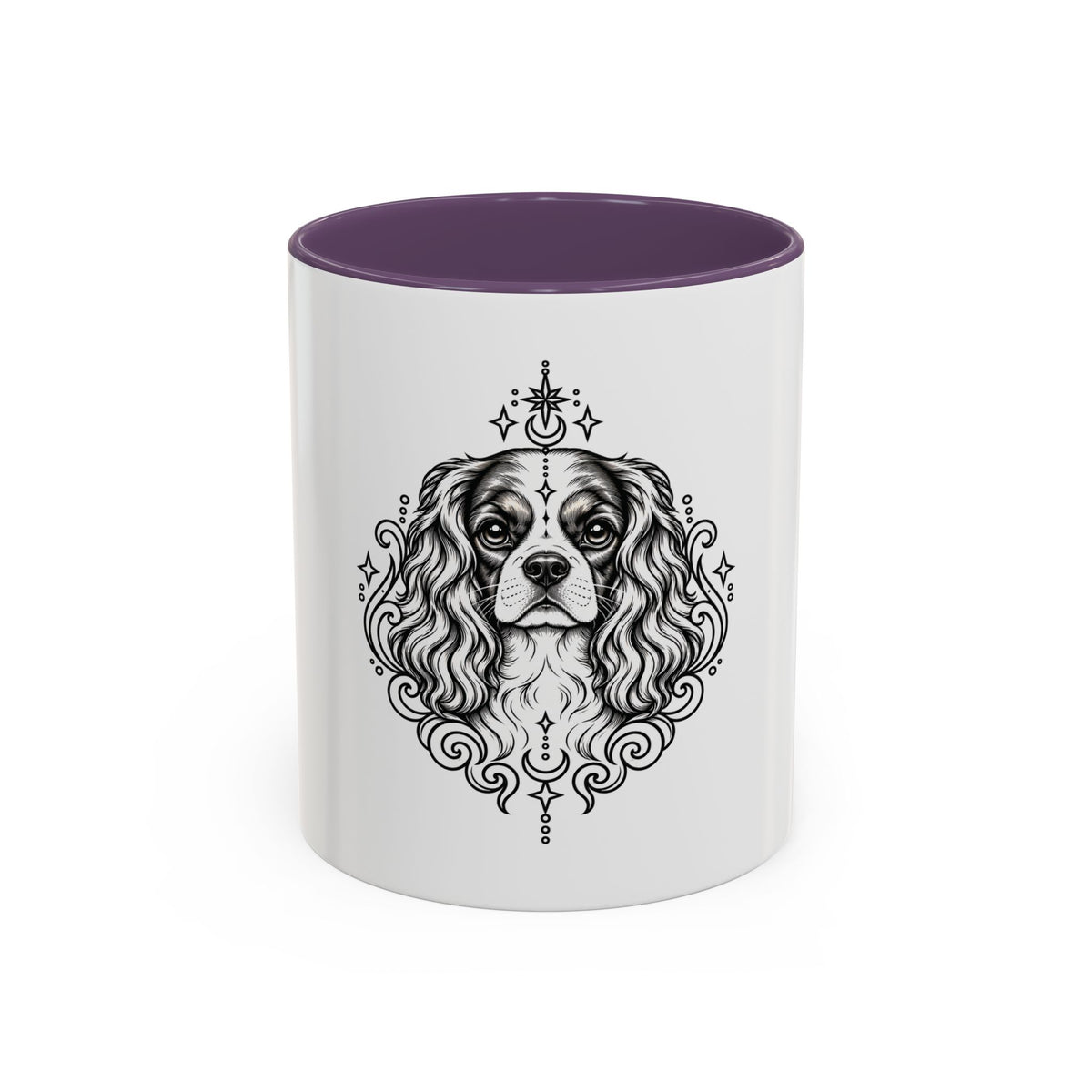 Mystical Cavalier King Charles Spaniel Line Art Accent Coffee Mug – Mystical Dog Portrait 11/15oz