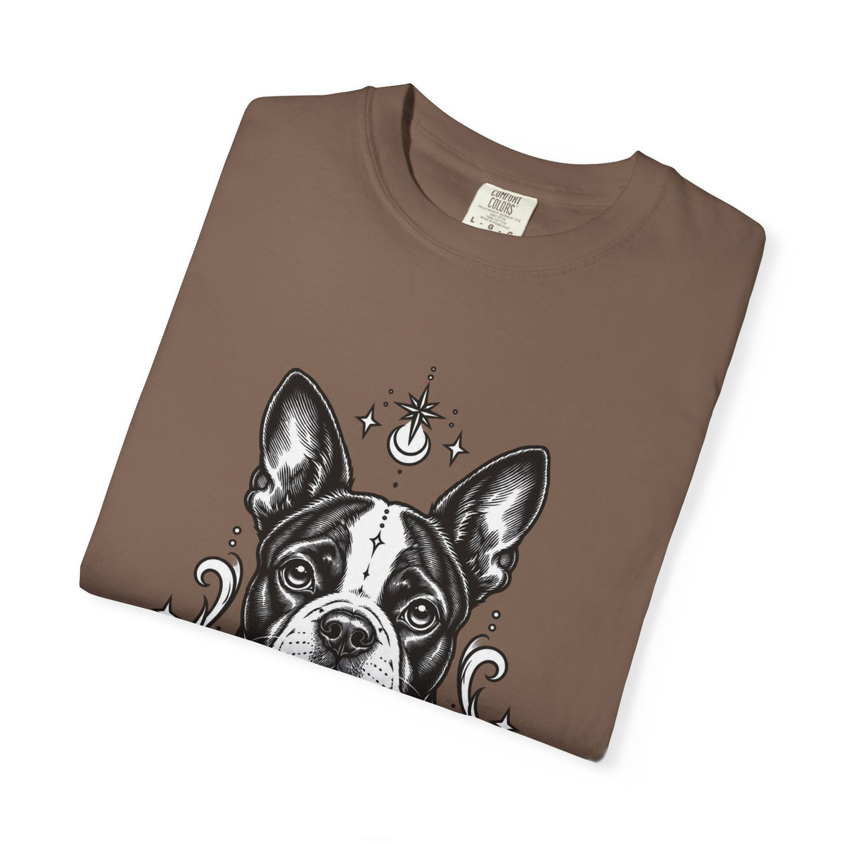 Mystical Boston Terrier Line Art T-Shirt — Minimal Dog Portrait Tee