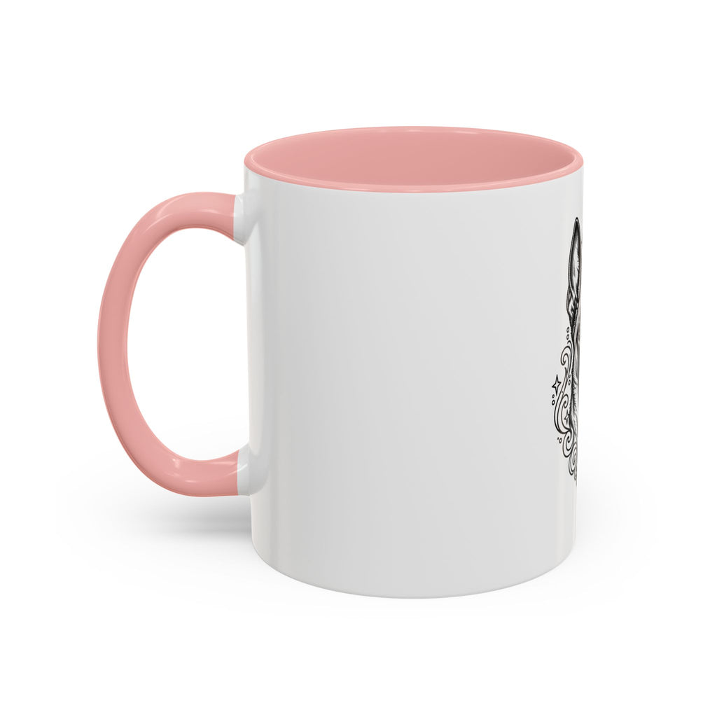 Mystical Belgian Malinois Line Art Accent Coffee Mug – Mystical Dog Portrait 11/15oz