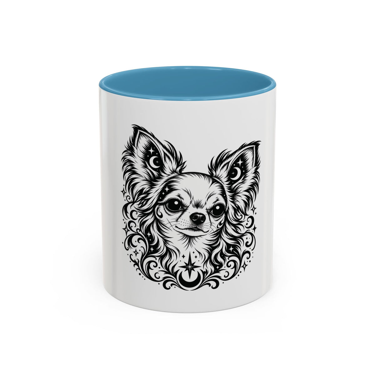 Mystical  Chihuahua LH Line Art Accent Coffee Mug – Mystical Dog Portrait 11/15oz