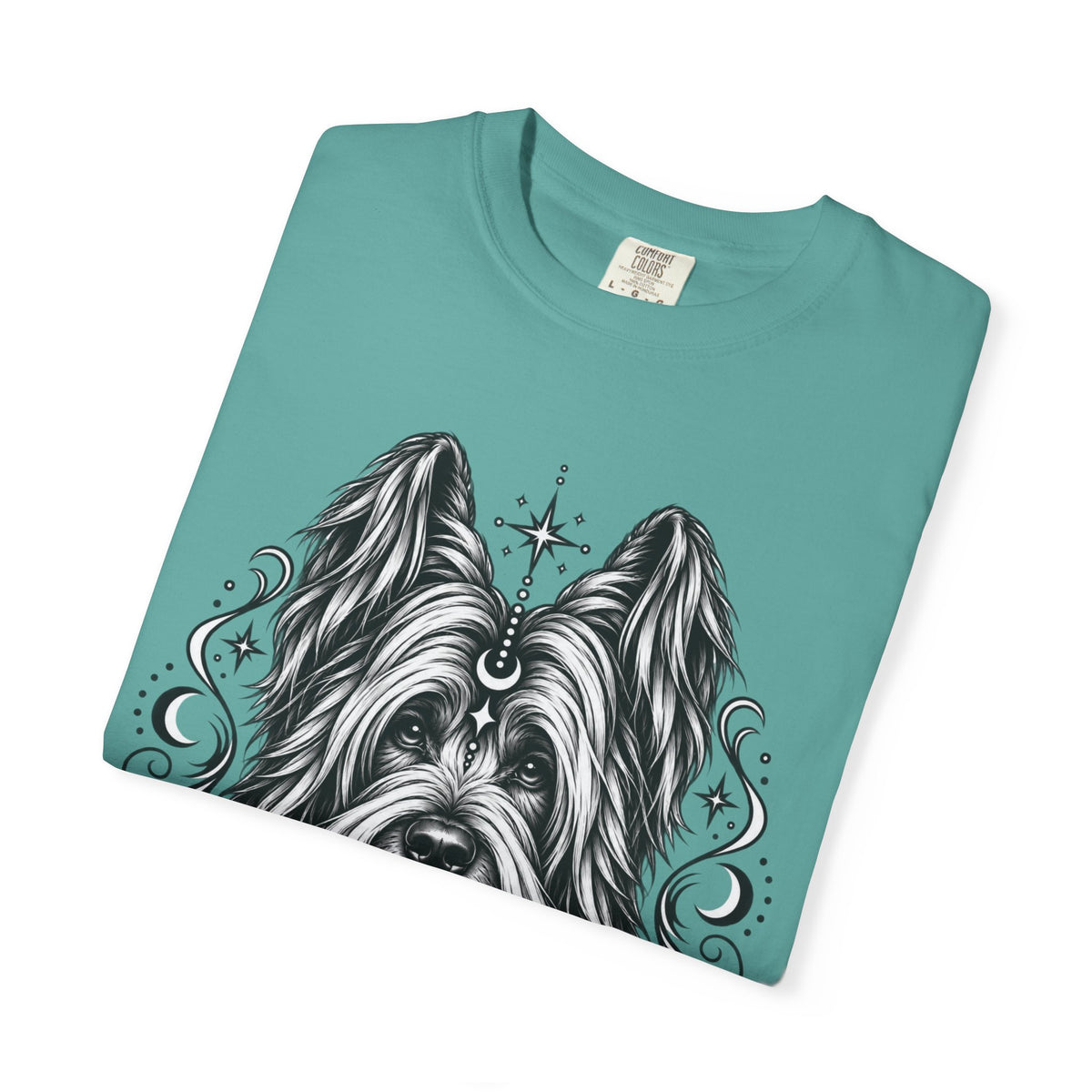 Mystical Briard Line Art T-Shirt — Minimal Dog Portrait Tee