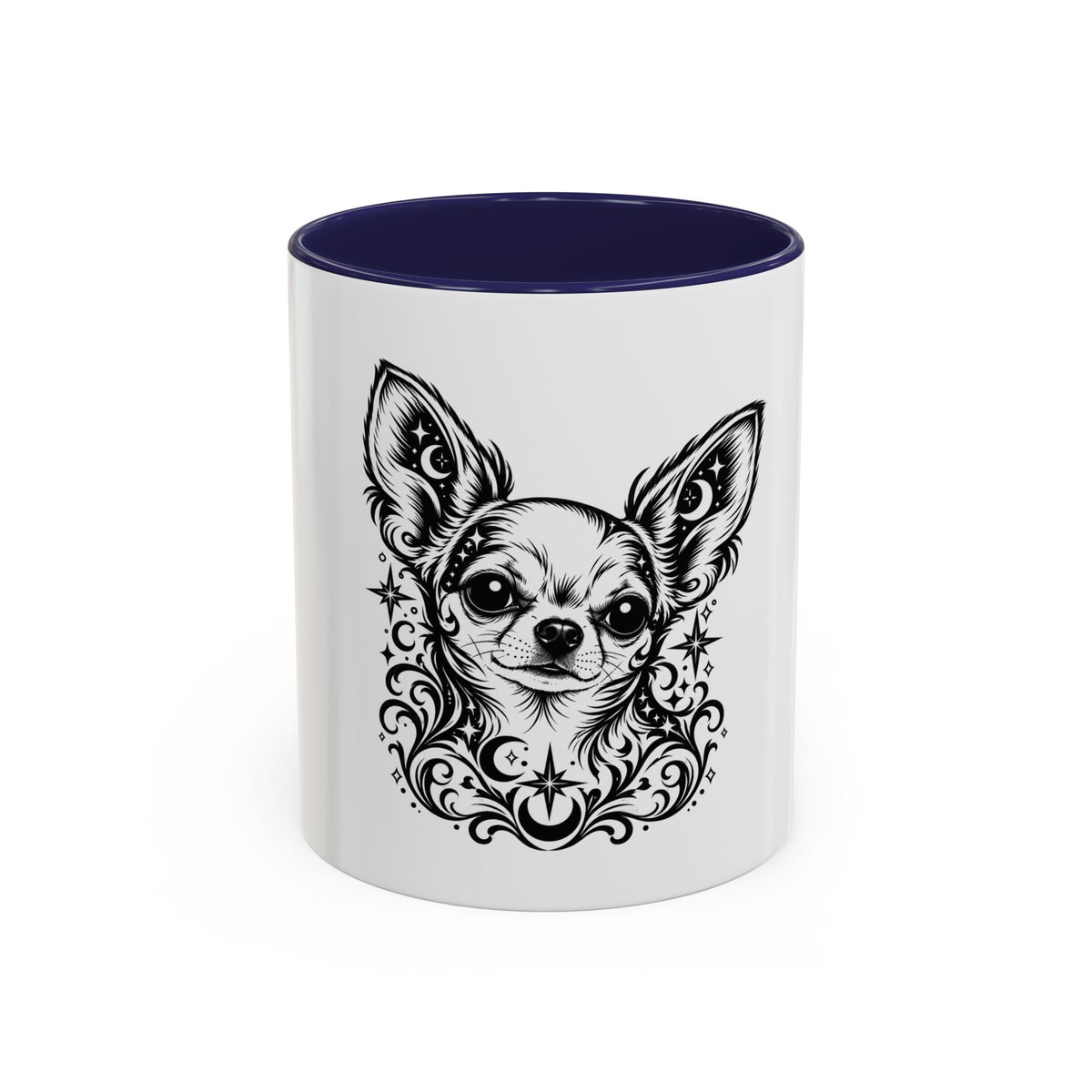 Mystical  Chihuahua SH Line Art Accent Coffee Mug – Mystical Dog Portrait 11/15oz