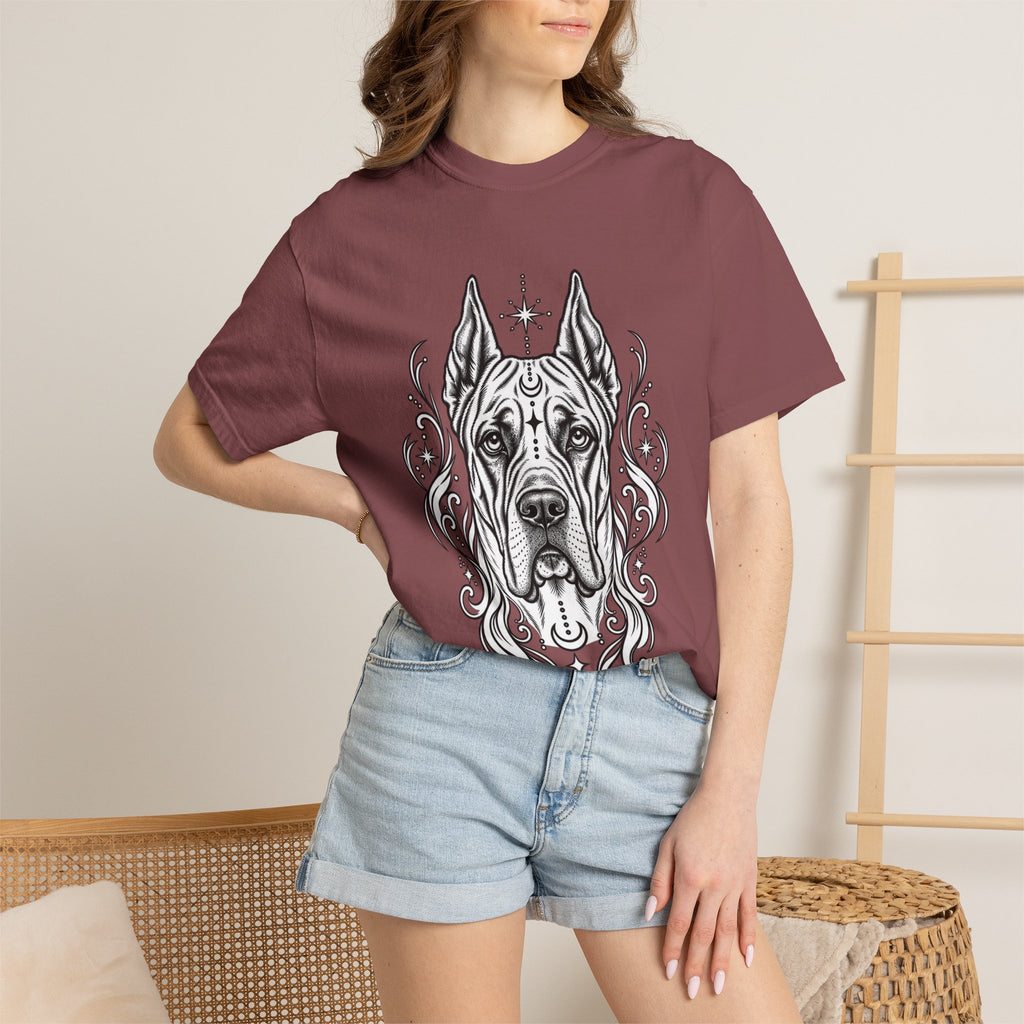 Mystical Great Dane CE Line Art T-Shirt — Minimal Dog Portrait Tee
