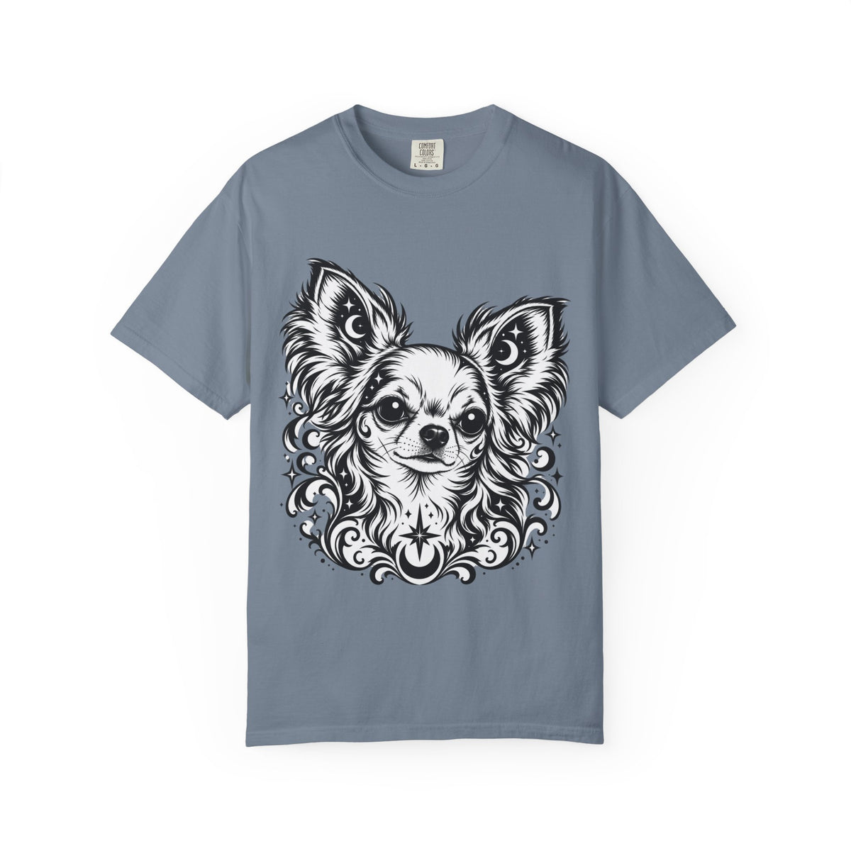 Mystical  Chihuahua LH Line Art T-Shirt — Minimal Dog Portrait Tee