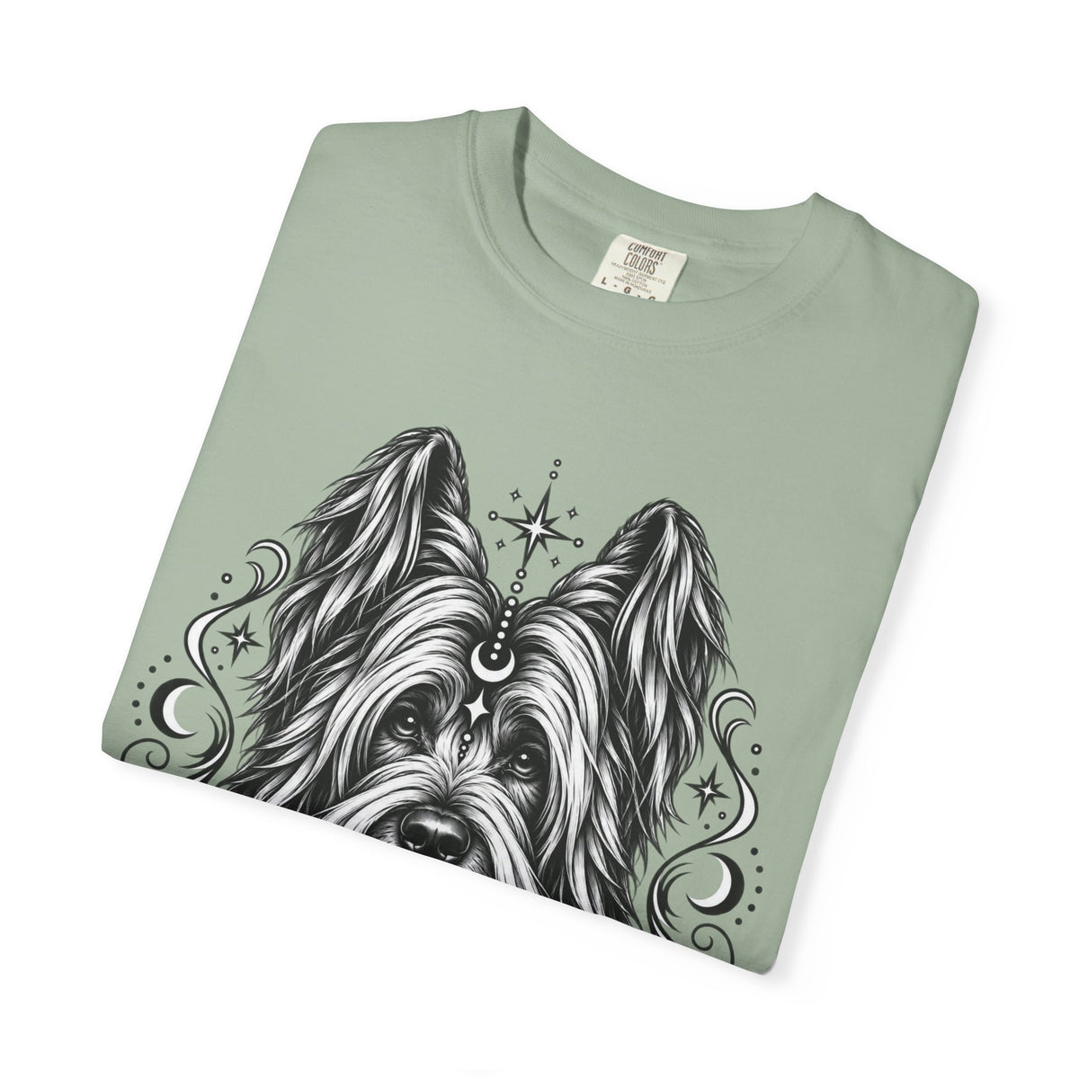 Mystical Briard Line Art T-Shirt — Minimal Dog Portrait Tee